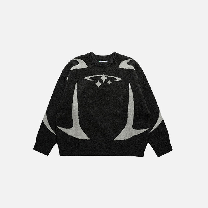 Y2K Stars Graphic Sweaters  Black M  - VILIVAUN
