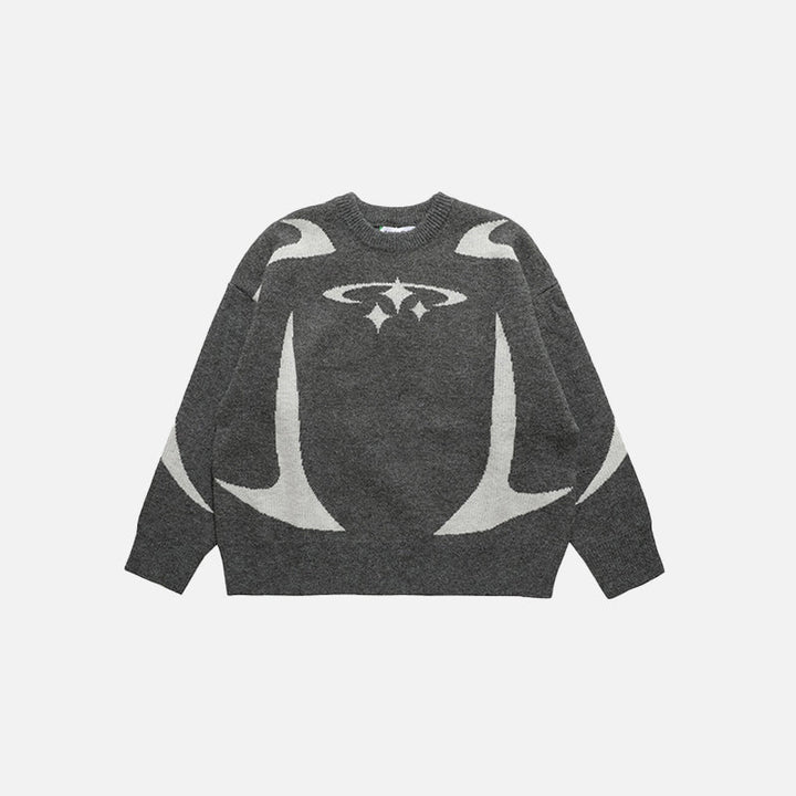 Y2K Stars Graphic Sweaters  Gray M  - VILIVAUN