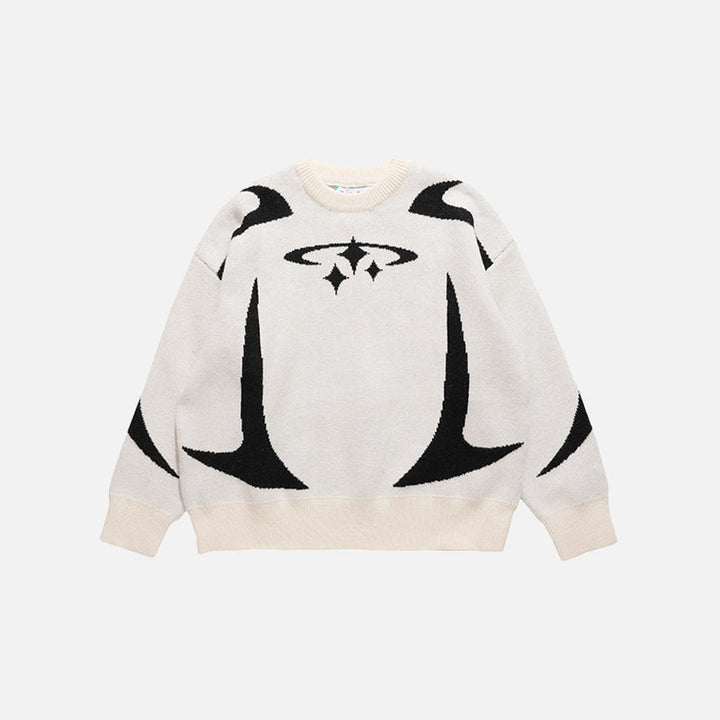 Y2K Stars Graphic Sweaters  White M  - VILIVAUN