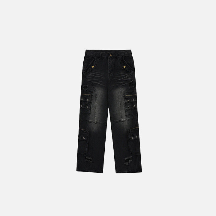 Vintage Multi-Pocket Jeans  black S  - VILIVAUN