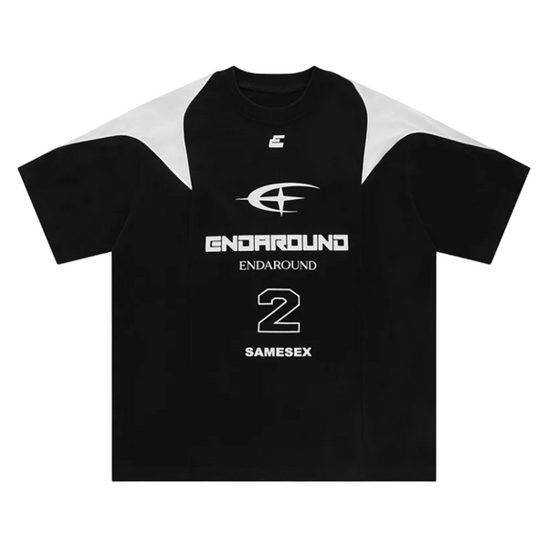 Y2K Letter Print Patchwork T-Shirt  Black S  - VILIVAUN