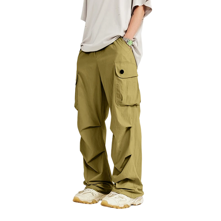 Trendy Loose Fit Cargo Pants  Army green S  - VILIVAUN