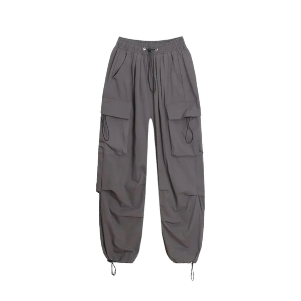 Baggy Elastic Waist Cargo Pants     - VILIVAUN