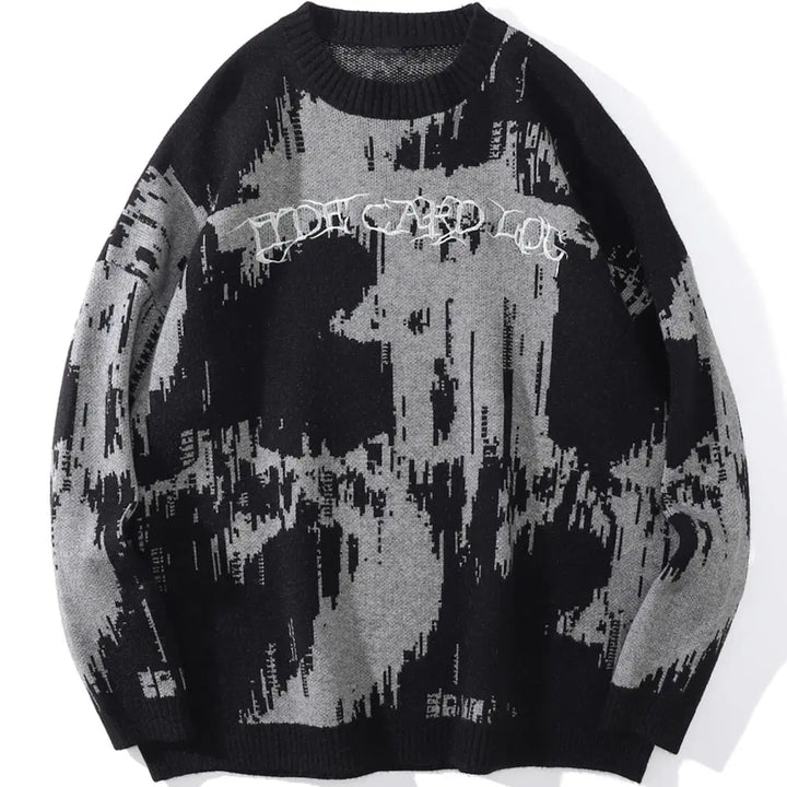 Punk Letter Knitted Diablo Sweater Black M - VILIVAUN