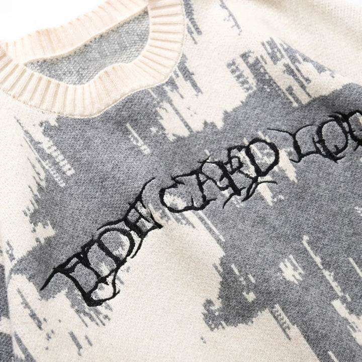 Punk Letter Knitted Diablo Sweater - VILIVAUN