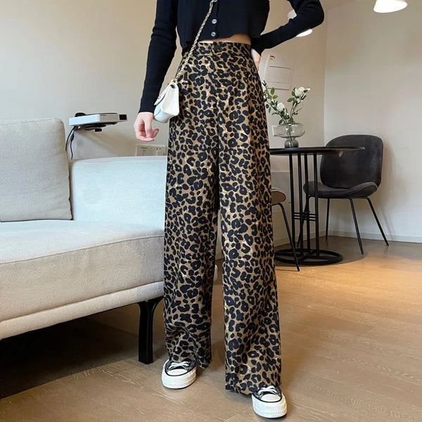 Leopard High Waist Vintage Pants