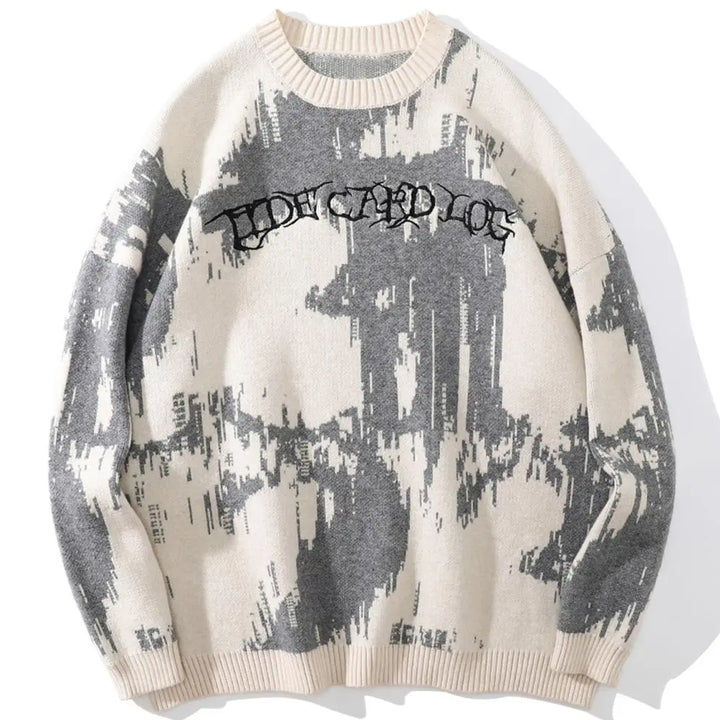 Punk Letter Knitted Diablo Sweater Apricot M - VILIVAUN