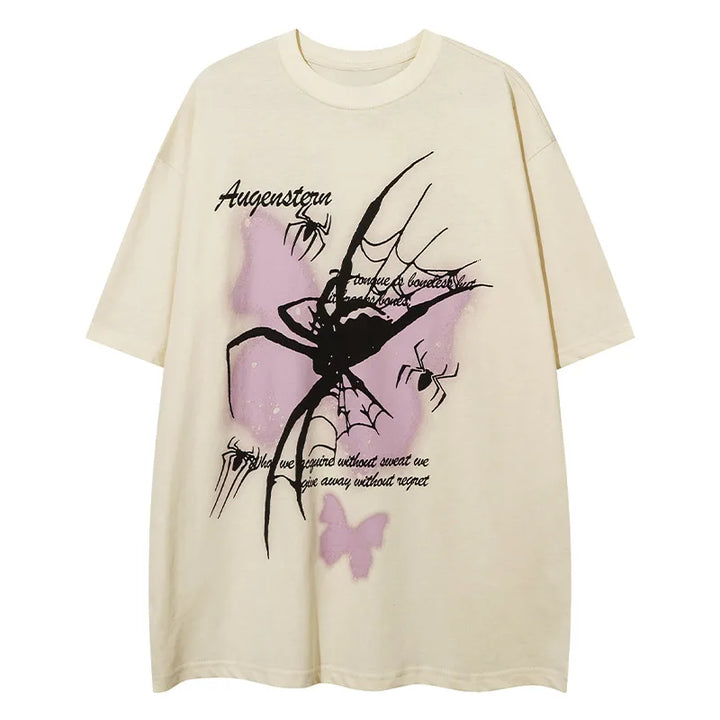 Gothic Spider Butterfly Graphics T-Shirt  Apricot S  - VILIVAUN