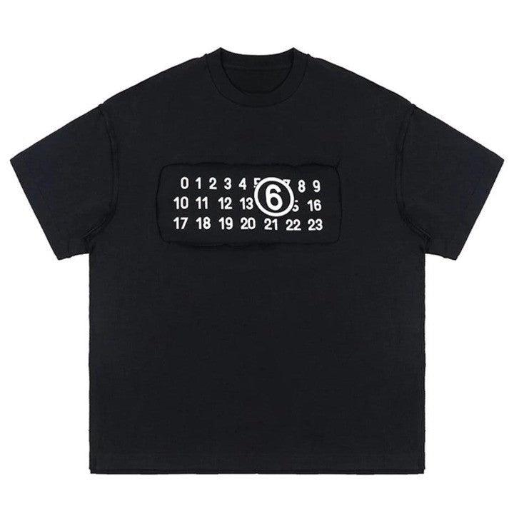 NUMBERS Print Gothic T-Shirt  Black M  - VILIVAUN