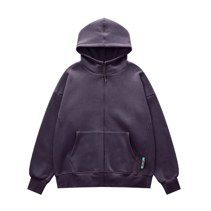 Heavy Weight Fleece Zipper Hoodie  Dark purple S  - VILIVAUN