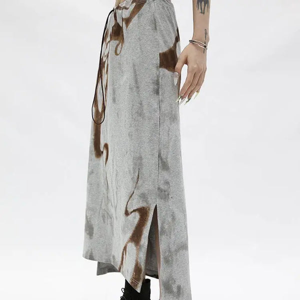 Retro High Waist Abstract Skirt
