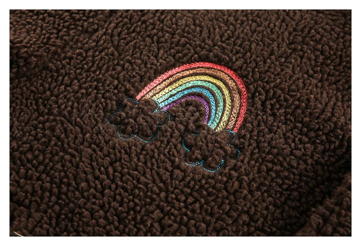 Embroidered Fleece Button-Up Jacket     - VILIVAUN