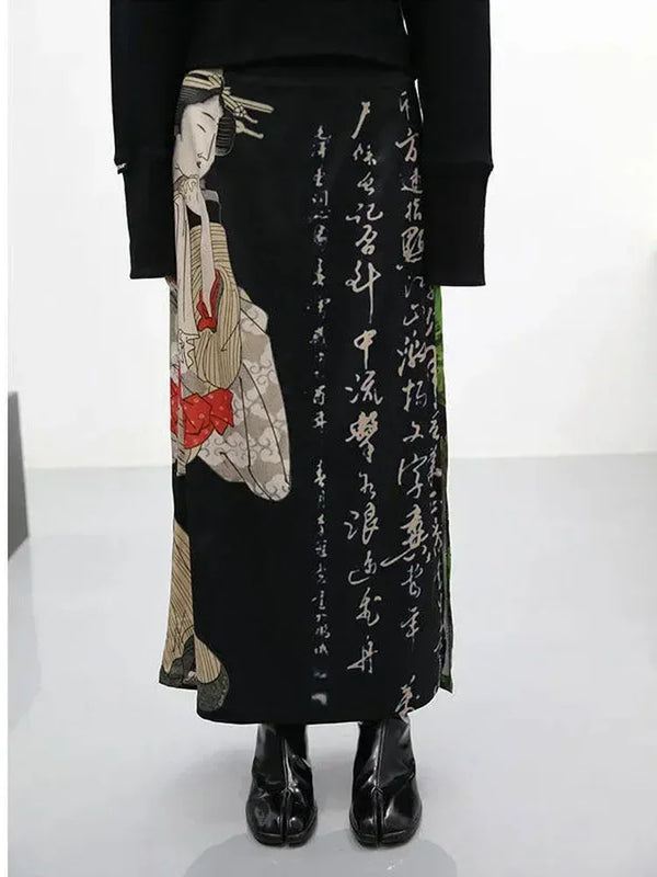 Black Tie Dye Split Skirts