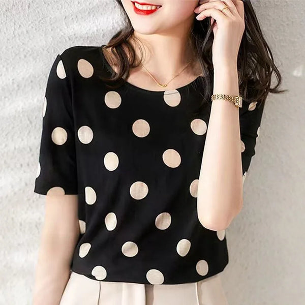 Elegant Polka Dot Korean Blouse Top