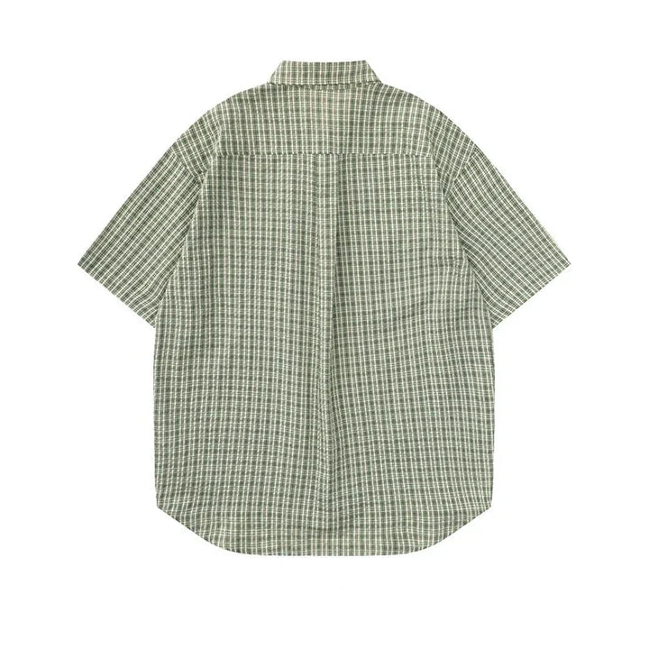Plaid Reversible Short Sleeve Shirt     - VILIVAUN