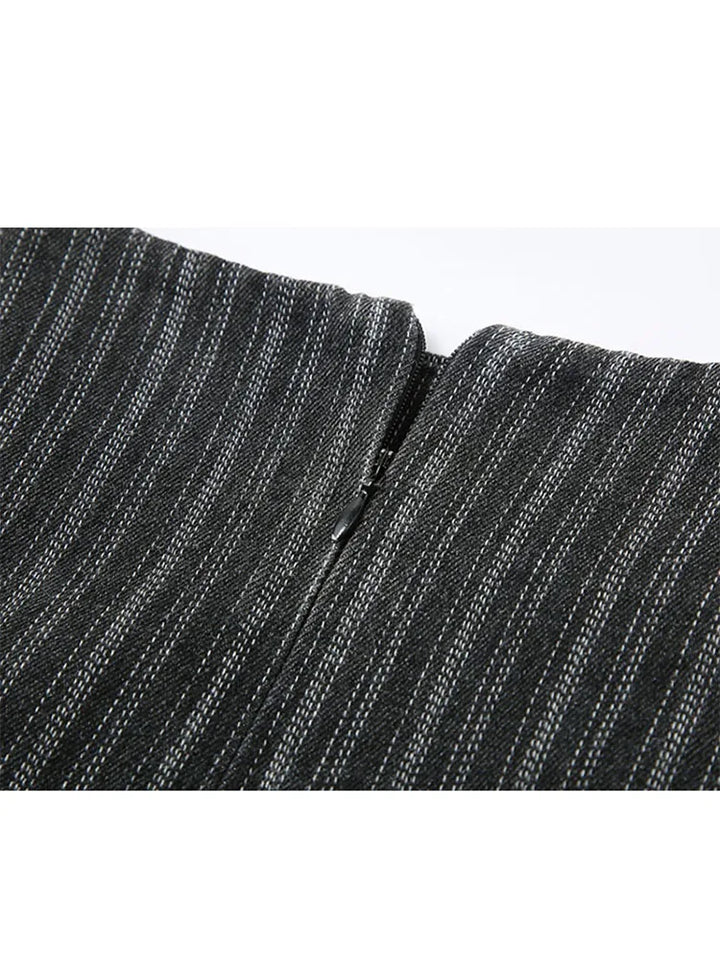 Y2K Stripe Bandage Mini Skirt     - VILIVAUN