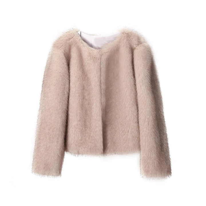 Luxury Cropped Faux Fur Coat Jacket     - VILIVAUN