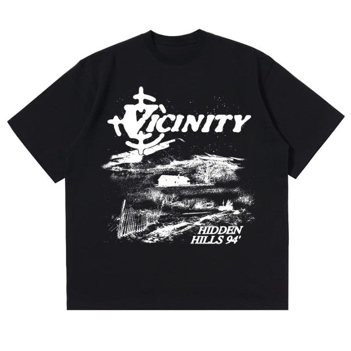 Y2k Vintage Letter Grunge Oversized T-Shirt  Black S  - VILIVAUN