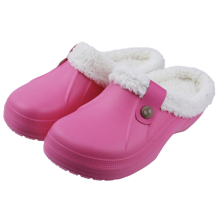 Fuzzy Waterproof Slippers  Rose Red 42-43  - VILIVAUN