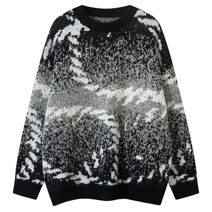 Y2k Vintage Gradient Black Striped Sweater Gray M - VILIVAUN