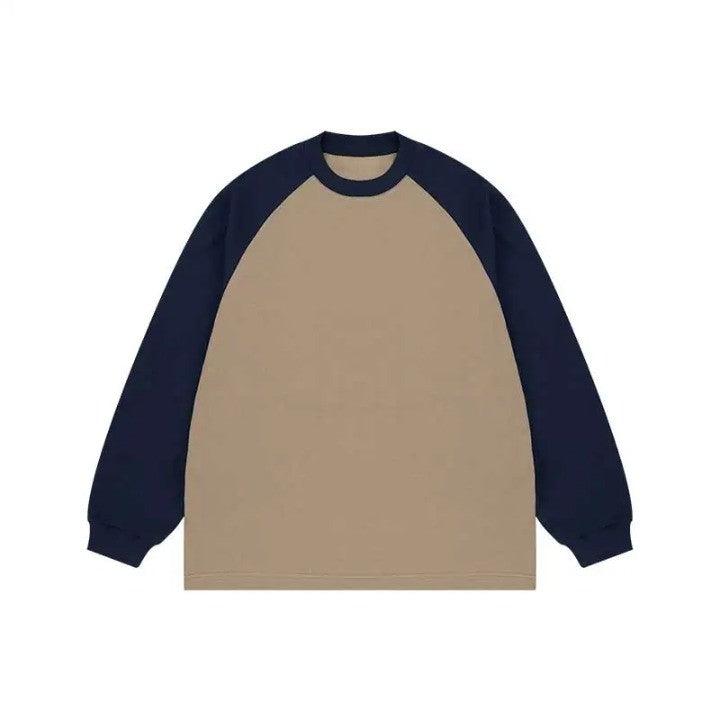Casual Long Sleeve Oversized T-Shirt  Khaki M  - VILIVAUN