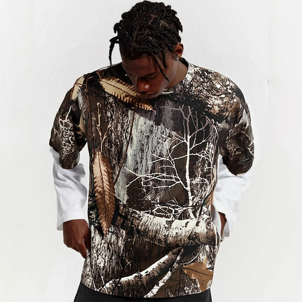 Vintage Real Tree Camo Patchwork Long T-Shirt