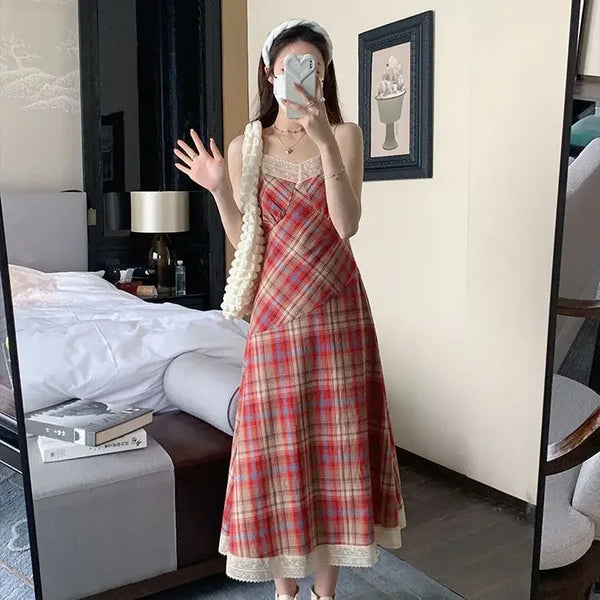 Plaid Soft Girl Midi dress