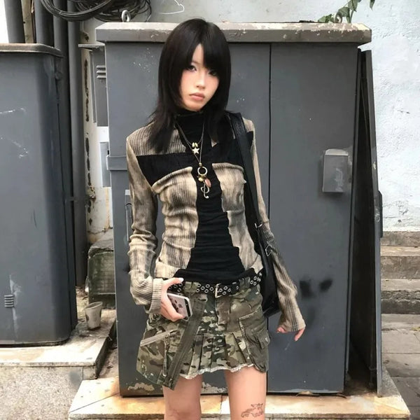 Vintage Japanese Ribbed Cross T-Shirt