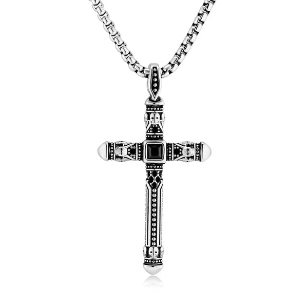 Stainless Steel Gothic Cross Pendant Necklace