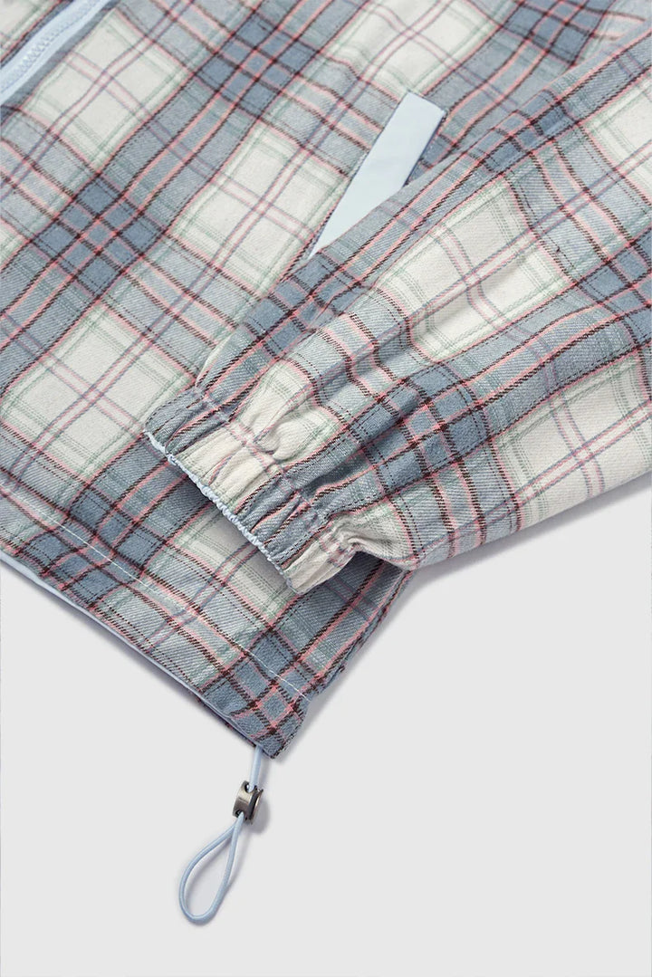 Reversible Stand Collar Plaid Jacket - VILIVAUN