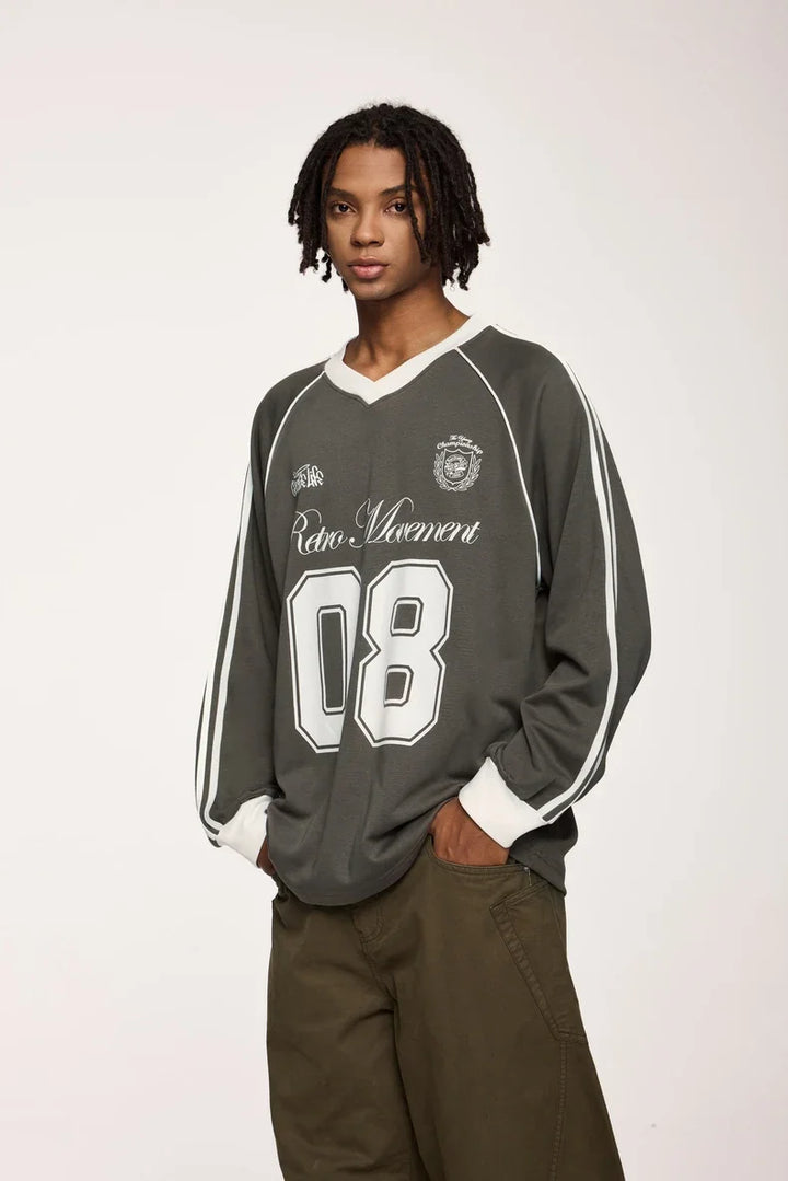 Football Jersey Loose Fit Sweater - VILIVAUN
