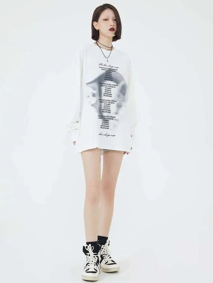 Casual Letter Printed Oversized Sweater     - VILIVAUN