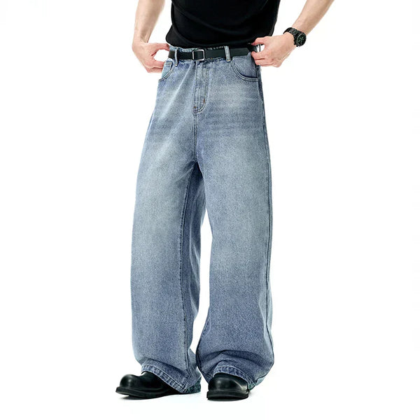 Retro Sandblasted Straight Leg Jeans