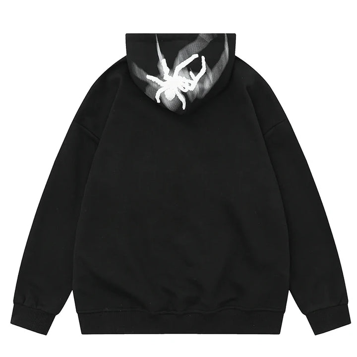 Y2K Webbed Embroidery Hoodie     - VILIVAUN