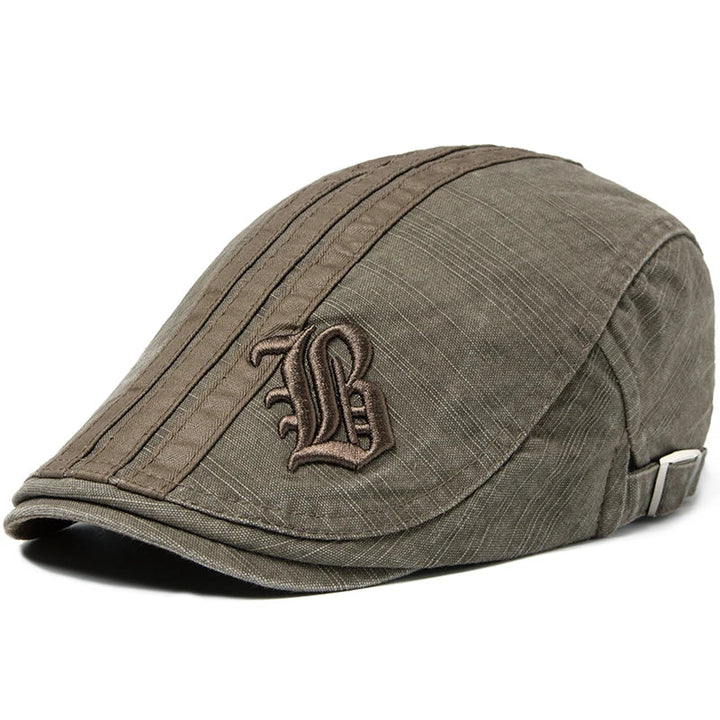 Retro Stitch Embroidered Beret  Brown   - VILIVAUN