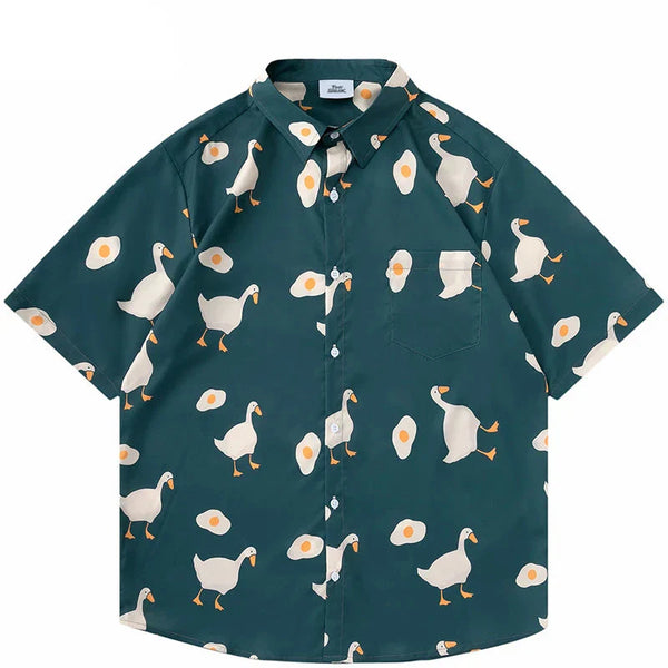 Funny Duck Egg Hawaiian Short-Sleeve Shirt