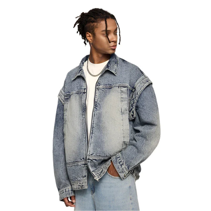 Vintage Denim Washed Oversized Jacket - VILIVAUN
