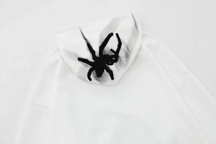 Y2K Webbed Embroidery Hoodie     - VILIVAUN