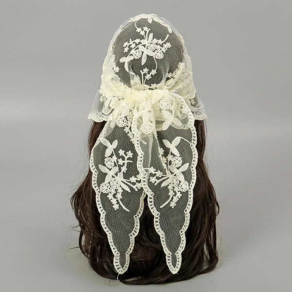 Soft Girl Solid Color Hollow Out Headscarf