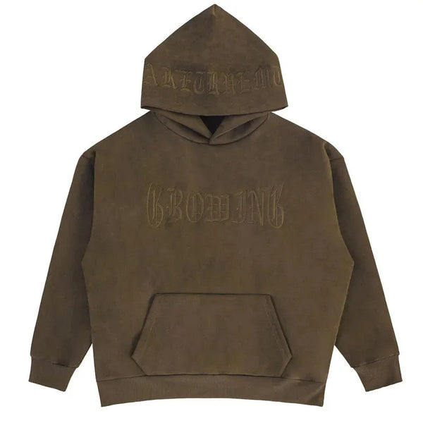 Y2k Vintage Suede Hoodie Brown M - VILIVAUN