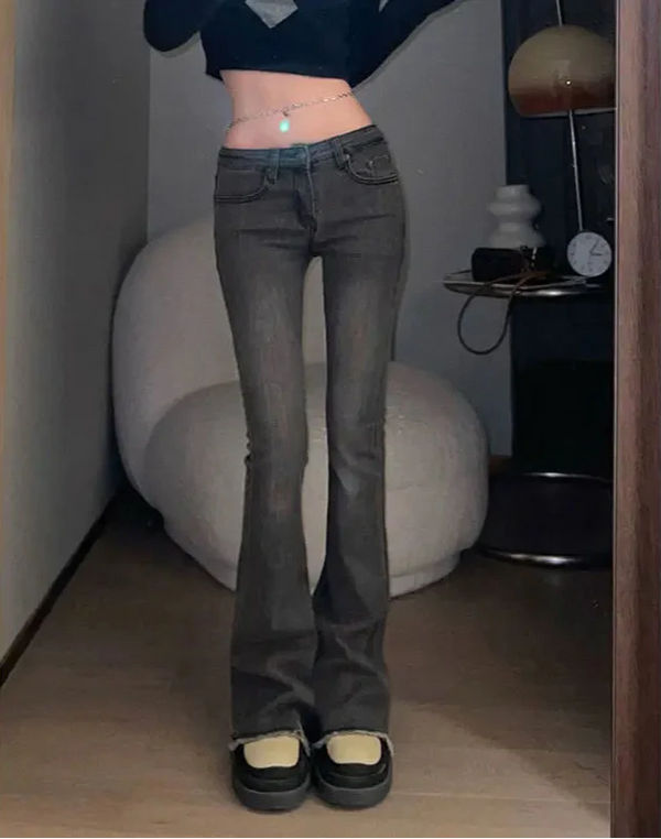 Gray Skinny Flared Women's Jeans