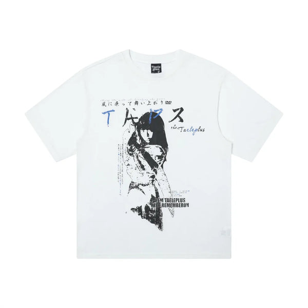 Retro Anime Portrait Print Loose T-Shirt