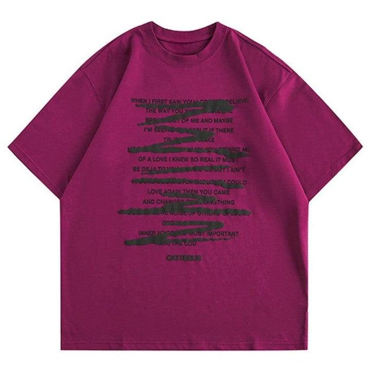 Casual Letter Printed Oversized T-Shirt  Red M  - VILIVAUN