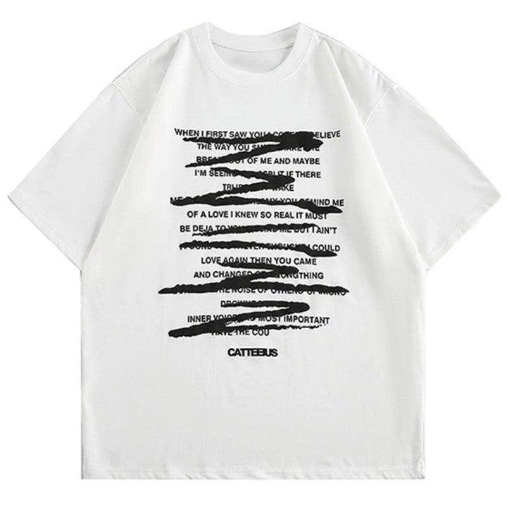 Casual Letter Printed Oversized T-Shirt  White M  - VILIVAUN