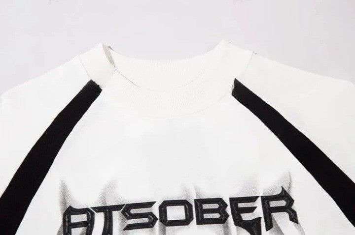 Stripped Letter Printed Sweatshirt     - VILIVAUN