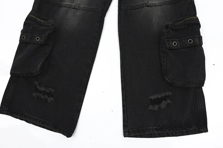 Vintage Multi-Pocket Jeans     - VILIVAUN