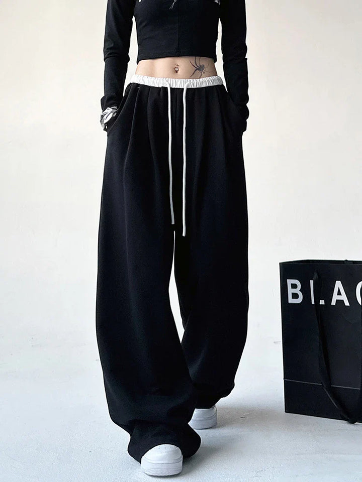 Y2K Oversized Baggy Sweatpants  Black M  - VILIVAUN