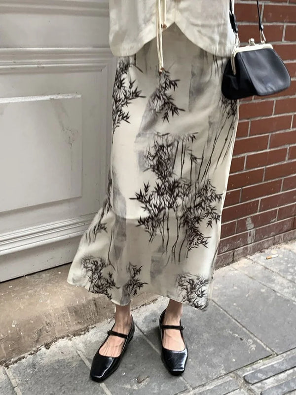 Elegant Vintage Tie Dye High Waist Skirt