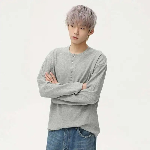 Solid Color Casual Mens Long T-Shirt