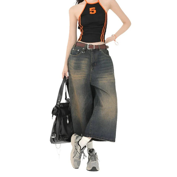 Y2K Wide Leg Oversize Denim Trouser     - VILIVAUN